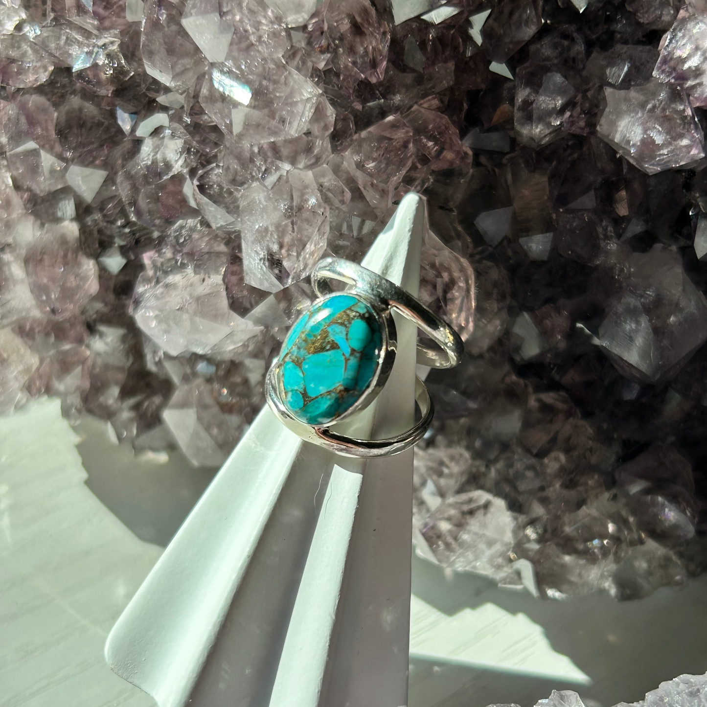 Blue Copper Turquoise Ring Size 6.