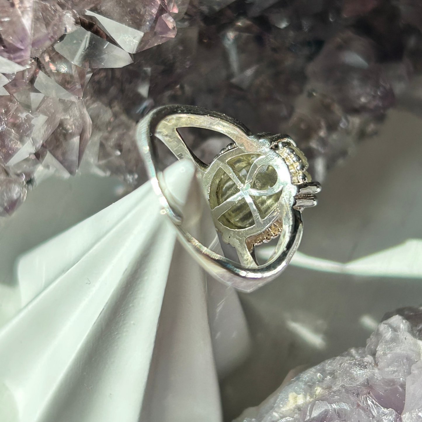 Libyan Desert Glass Scarab Ring | Size Adjustable