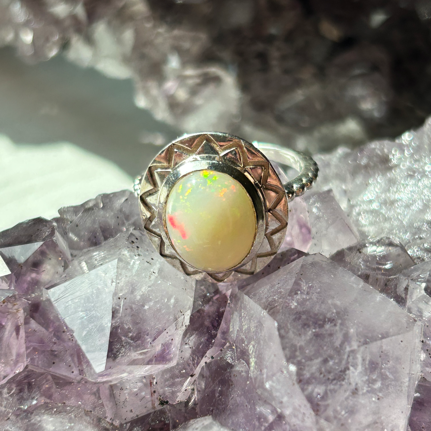 Ethiopian Opal Sterling Silver Ring | Size Adjustable