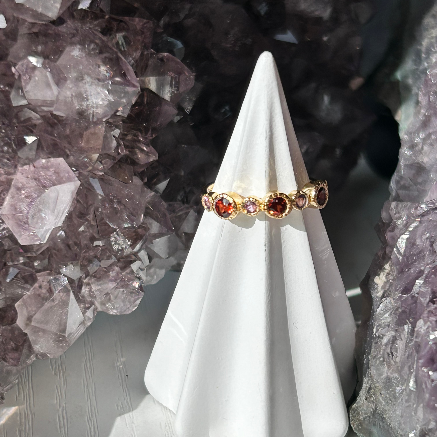 Garnet + Amethyst Ring | Size 6
