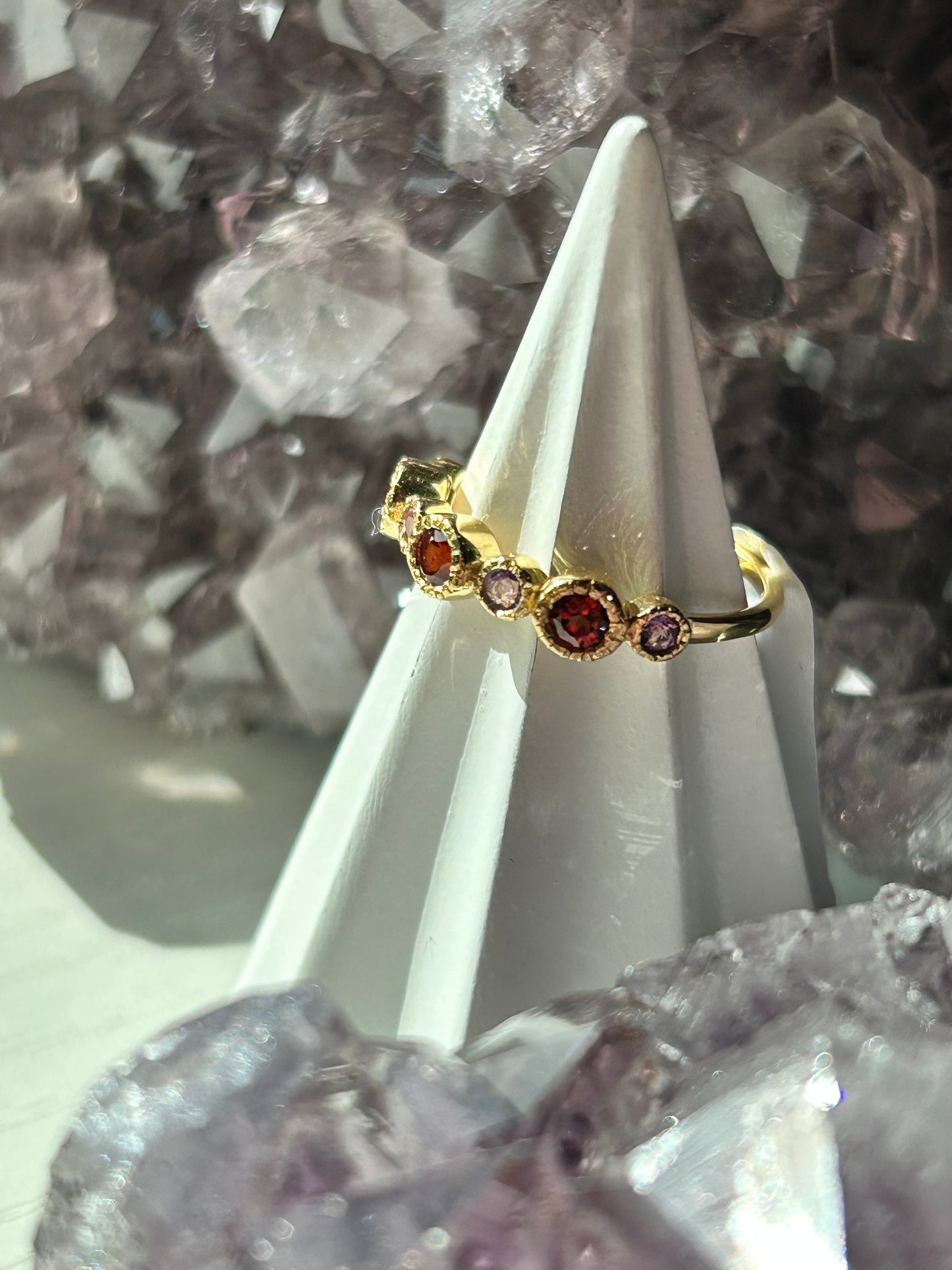 Garnet + Amethyst Ring | Size 6