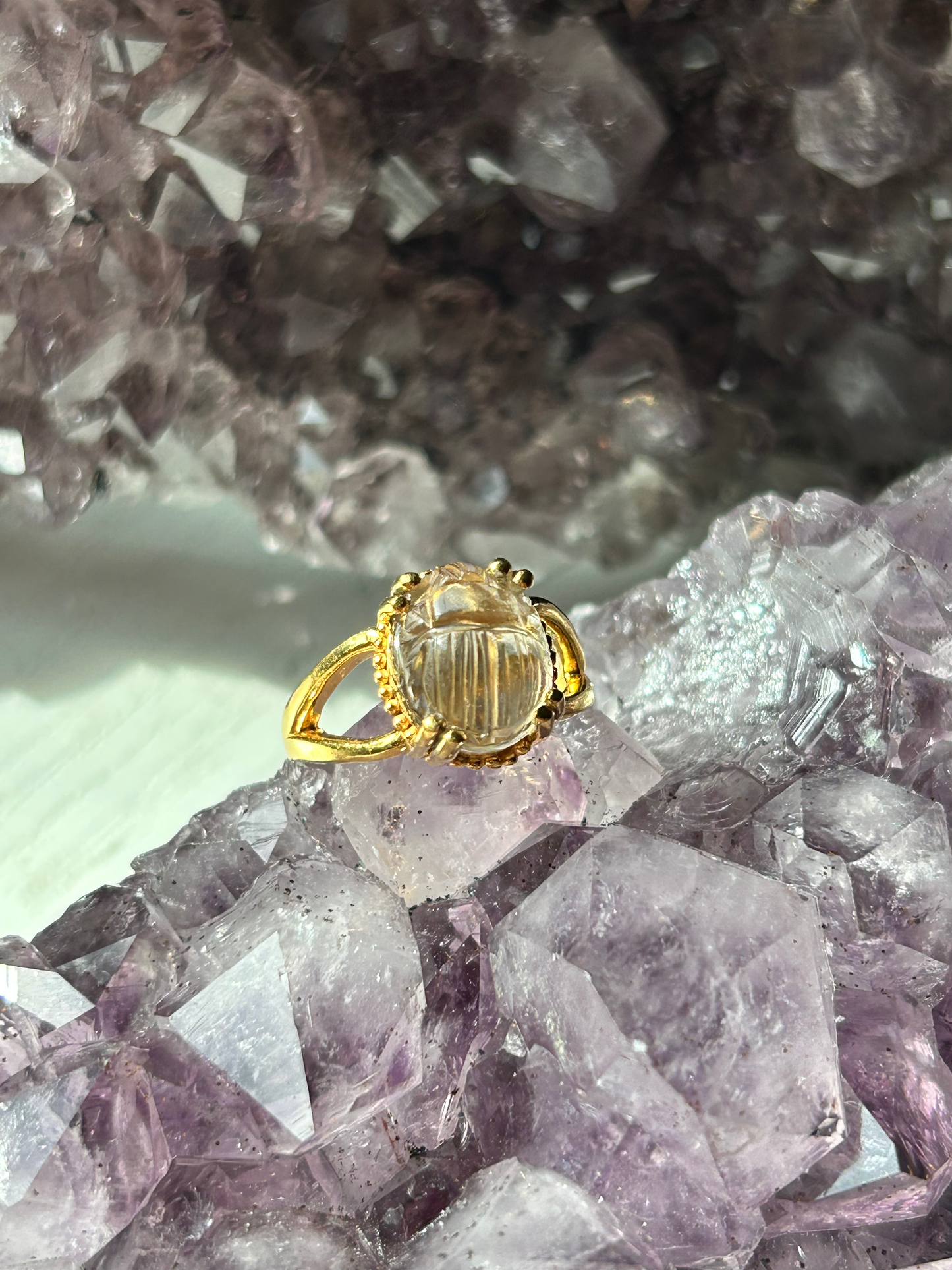Libyan Desert Glass Scarab Ring | Size Adjustable