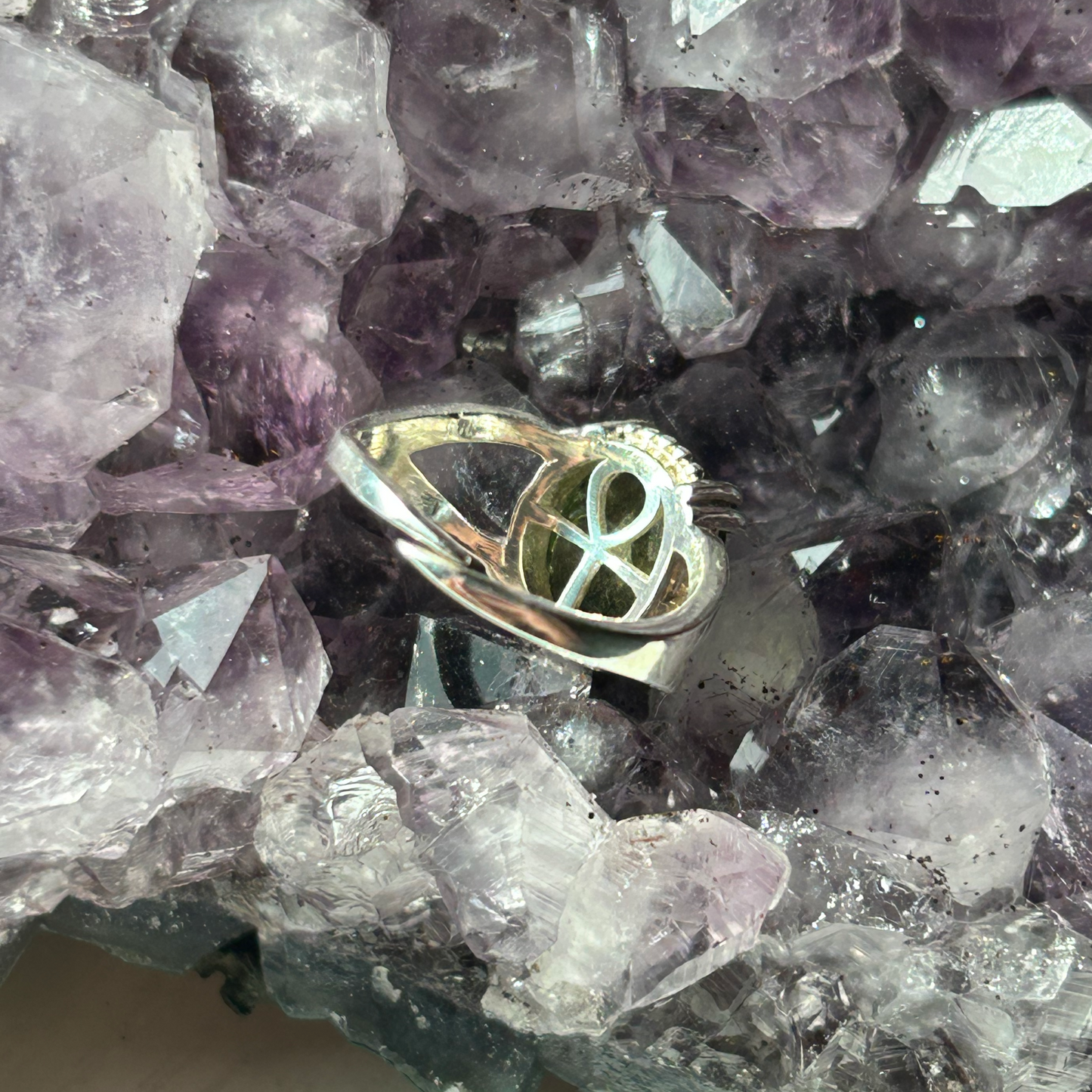 Moldavite Scarab Ring | Size Adjustable