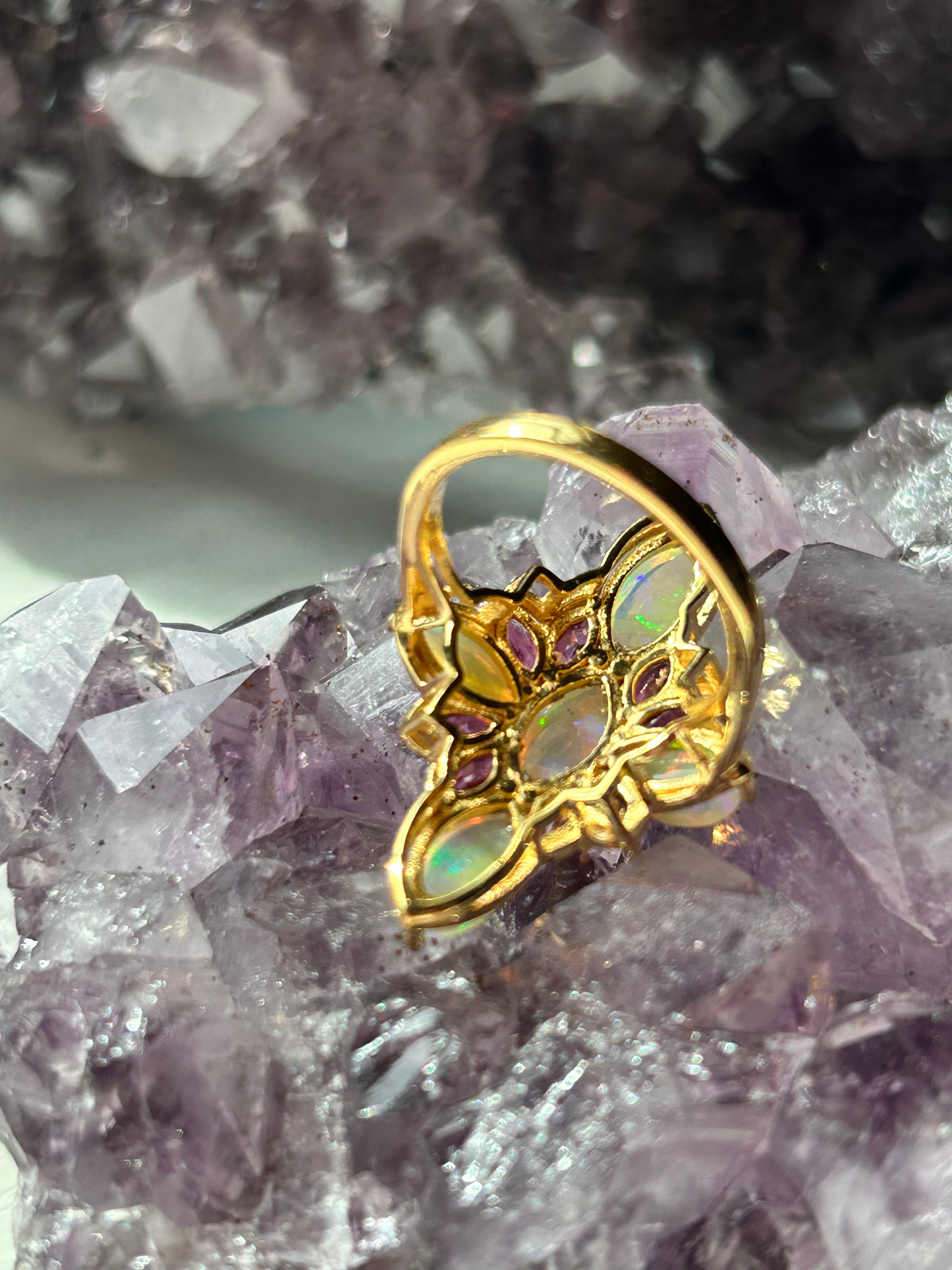 Opal + Pink Rhodolite | Size 7