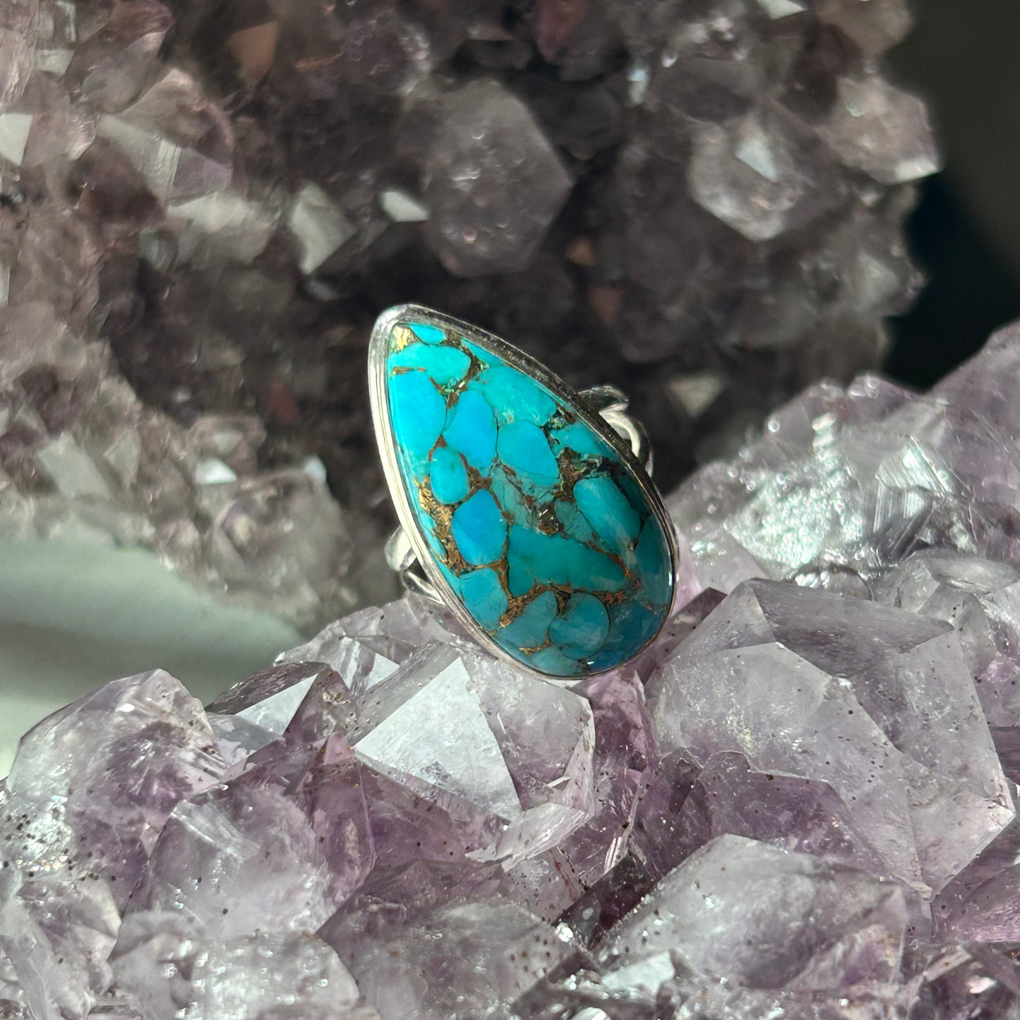 Blue Copper Turquoise Ring | Size 7.