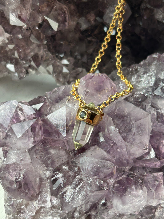 Libyan Desert Glass + Moldavite Necklace