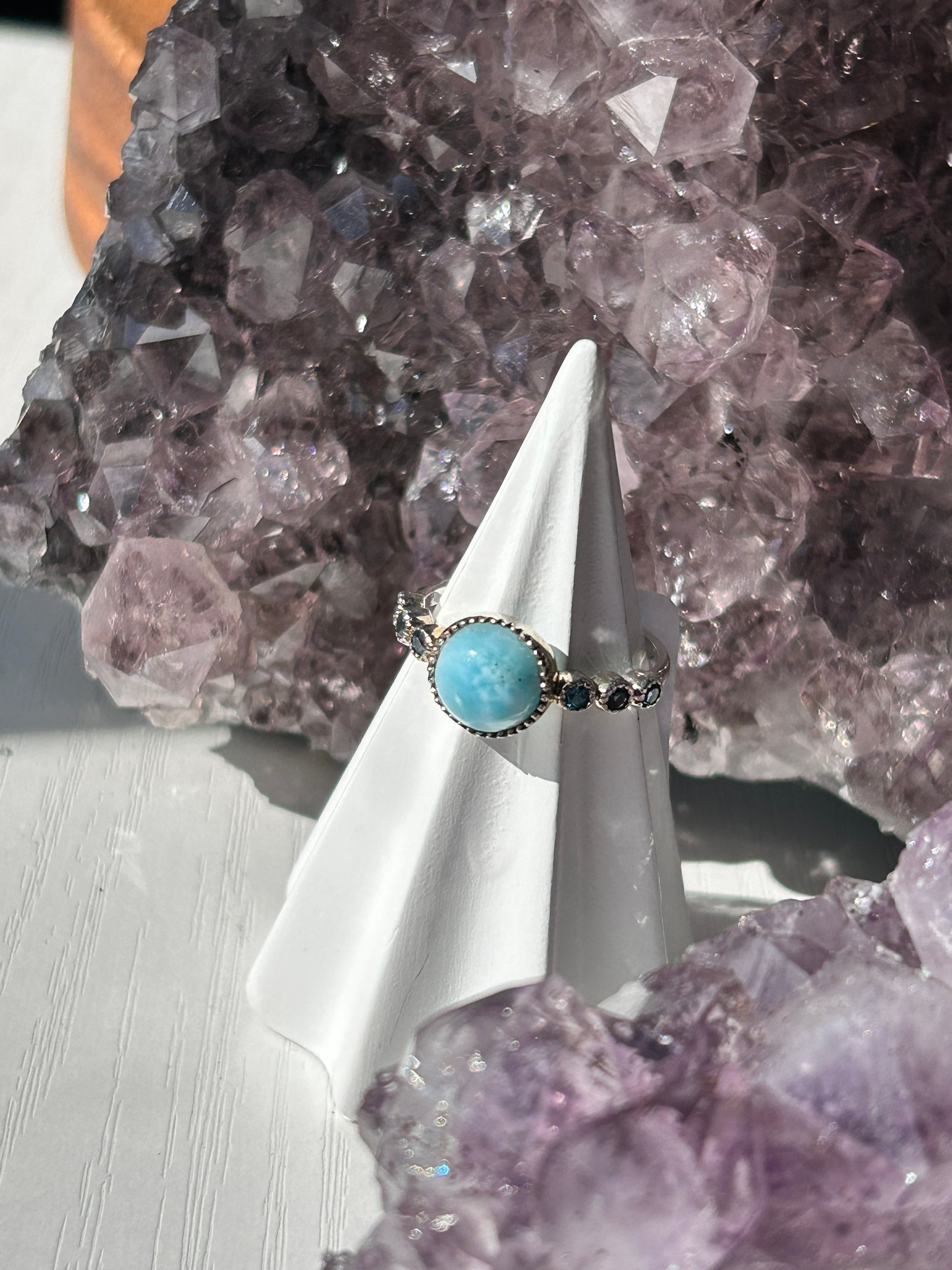 Larimar + Blue Topaz Ring | Size 8