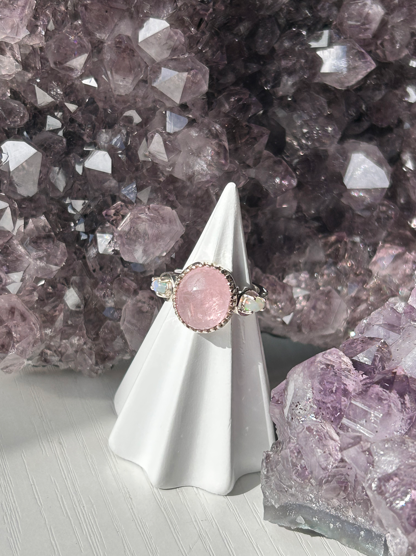 Morganite  + Opal Ring | Size Ajustable