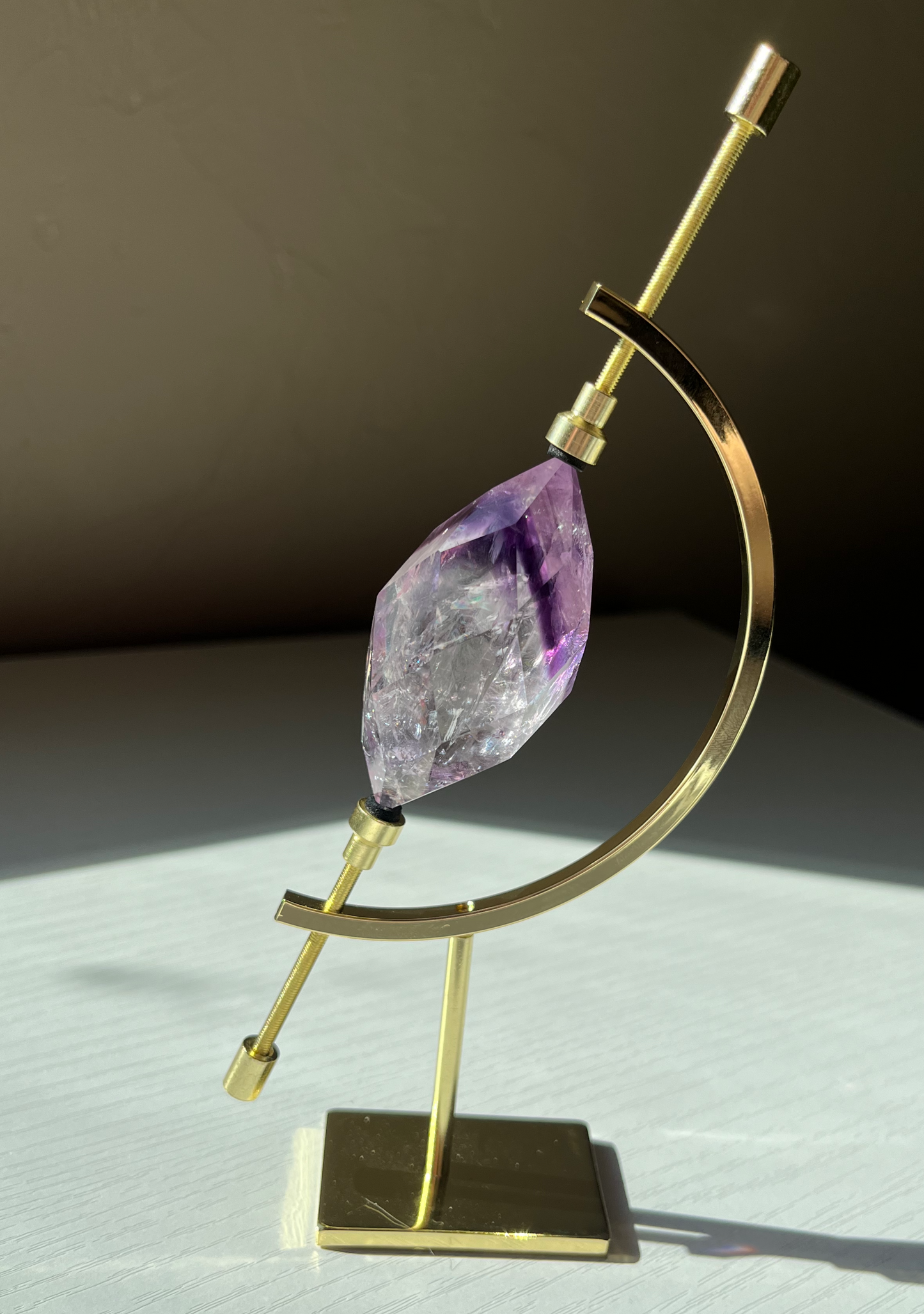 Faceted Phantom Amethyst Gem With Caliper Stand