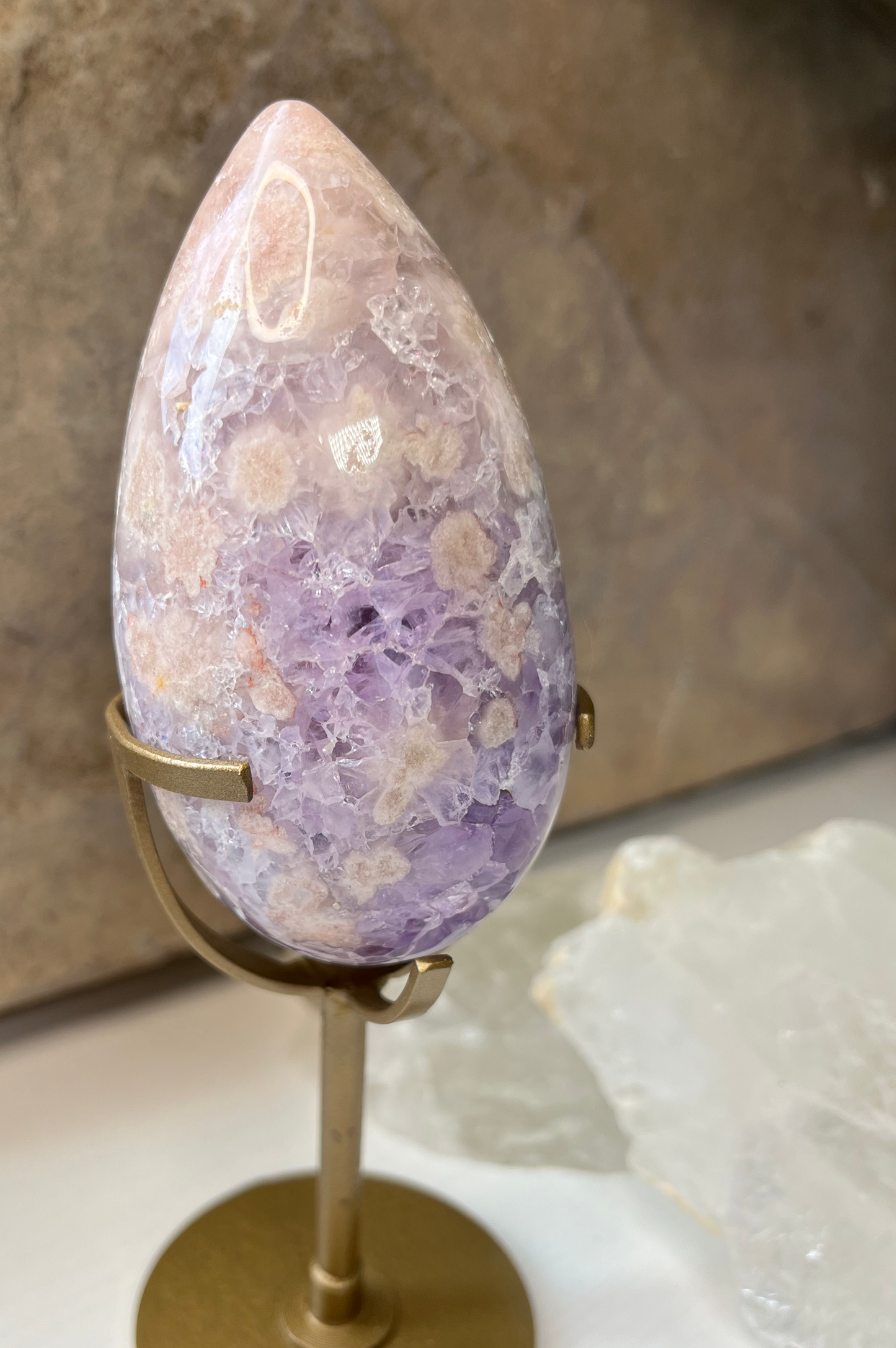 Pink Amethyst & Flower Amethyst Egg - AV