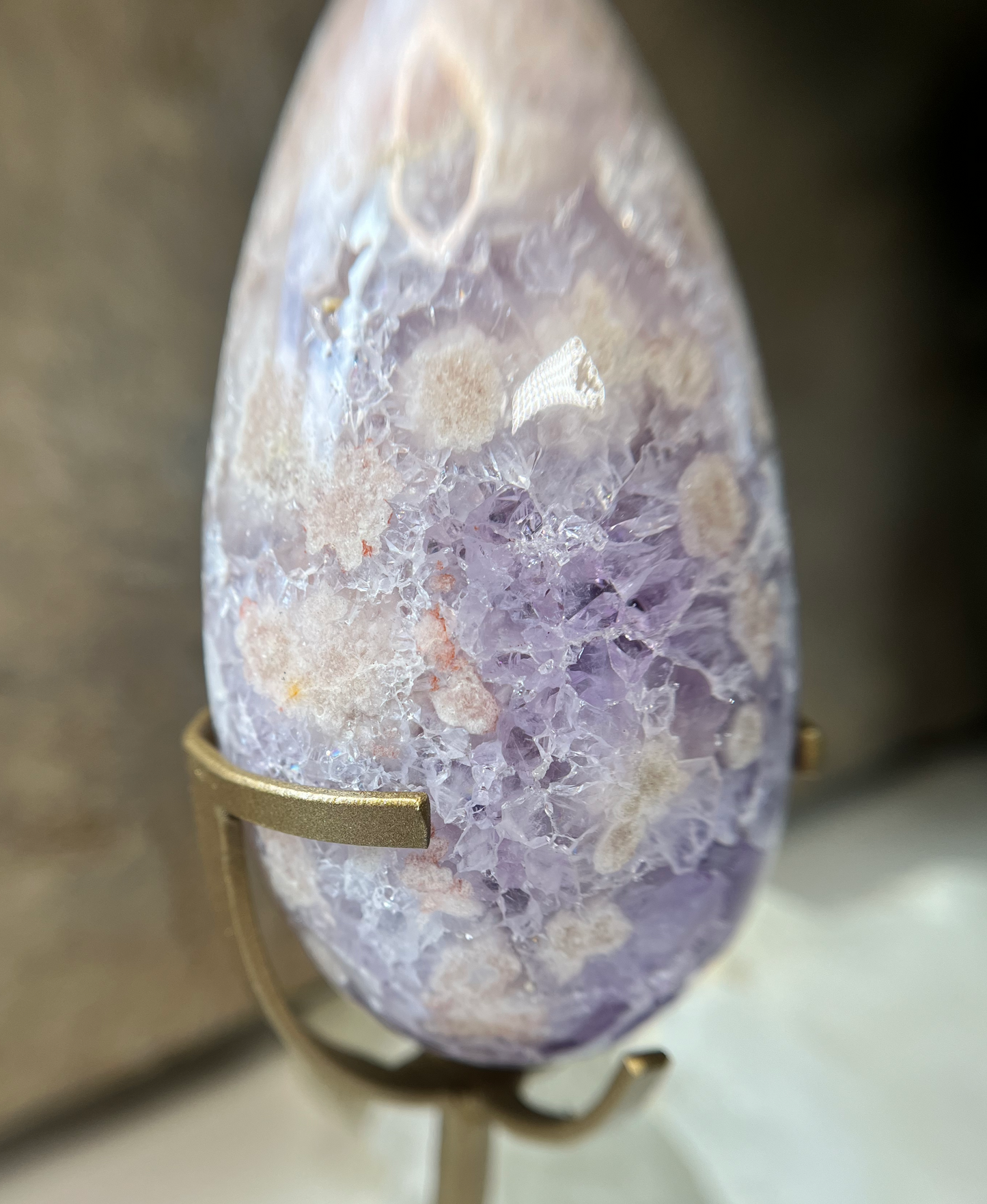 Pink Amethyst & Flower Amethyst Egg - AV