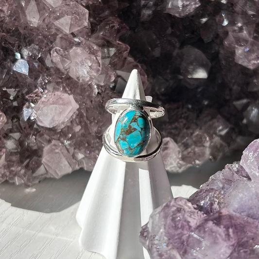 Blue Copper Turquoise Ring Size 6.
