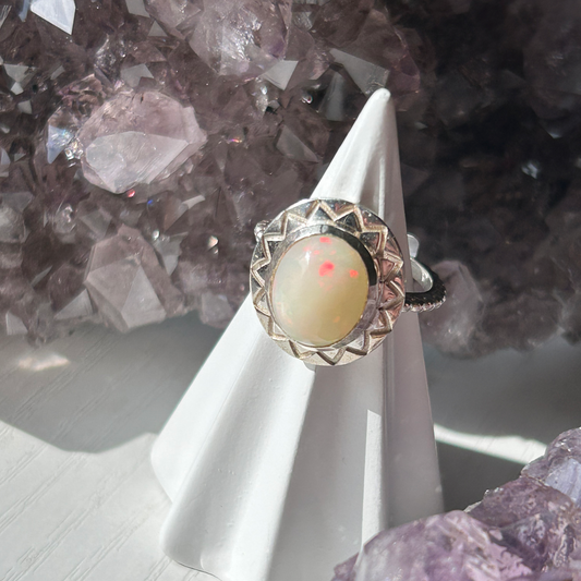 Ethiopian Opal Sterling Silver Ring | Size Adjustable