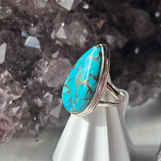 Blue Copper Turquoise Ring | Size 7.