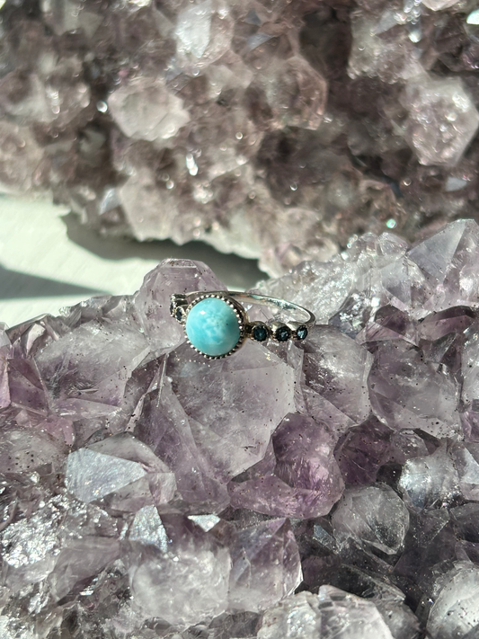 Larimar + Blue Topaz Ring | Size 8