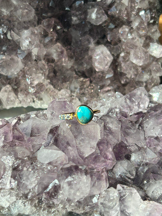 Mojave Turquoise + Blue Topaz  Ring | Size 8