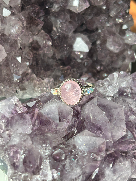 Morganite  + Opal Ring | Size Ajustable