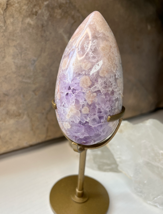 Pink Amethyst & Flower Amethyst Egg - AV